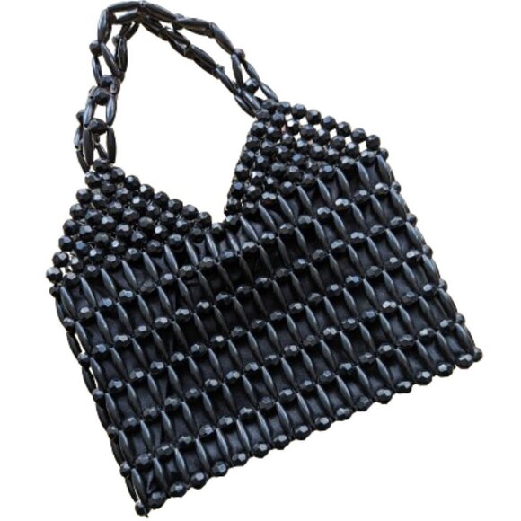Vintage Handbags - Vintage Black Beaded Bag